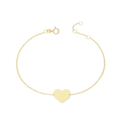 9ct Yellow Gold 7"Heart id Bracelet 1.10g